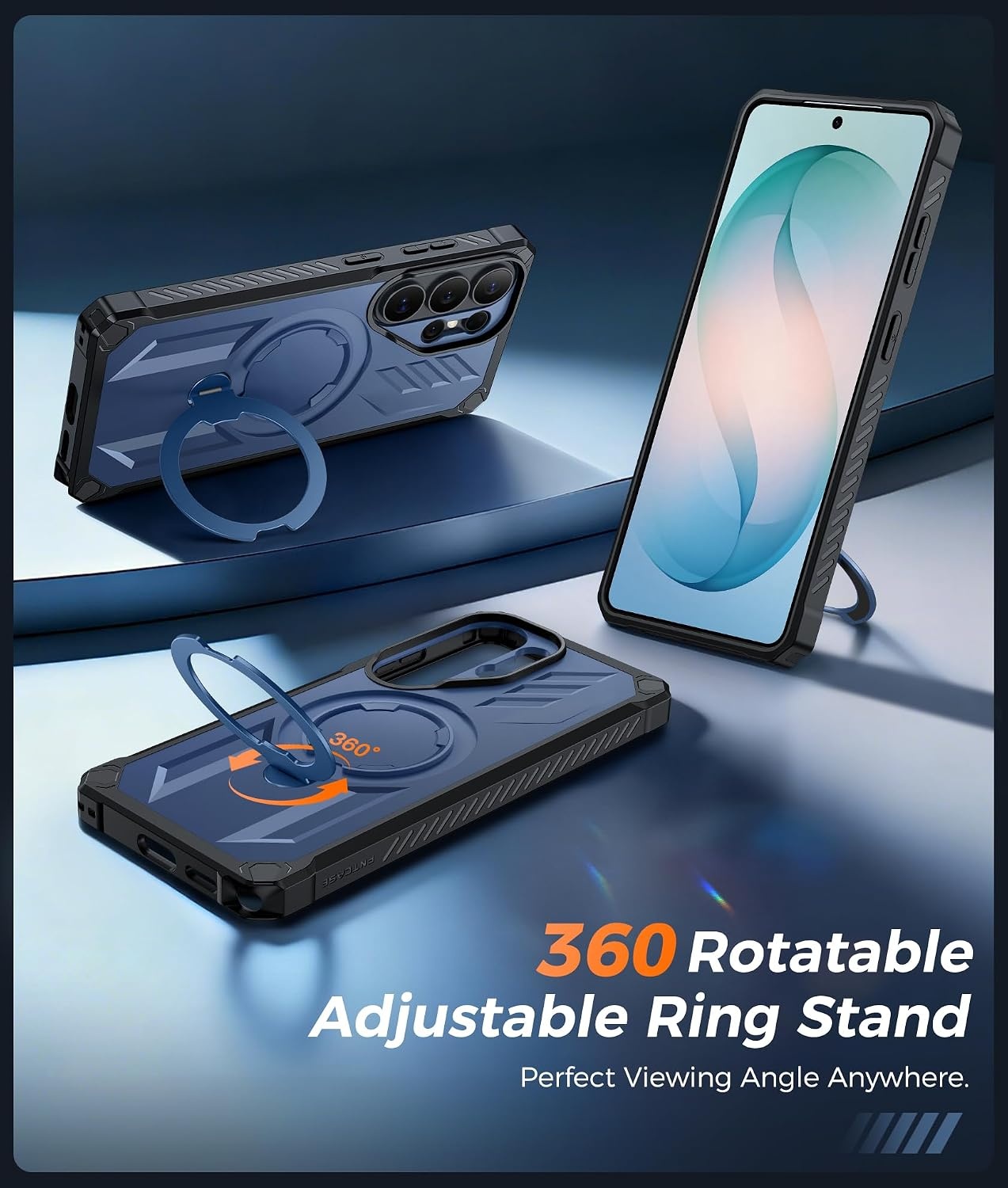 image:imageFNTCASE for Samsung Galaxy S26 Plus Case with Magnetic Ring Kickstand Screen Protector Compatible with MagSafe MilitaryGrade Drop Protection Shockproof Grip Bumper TPU Sturdy Cases BlackBlue