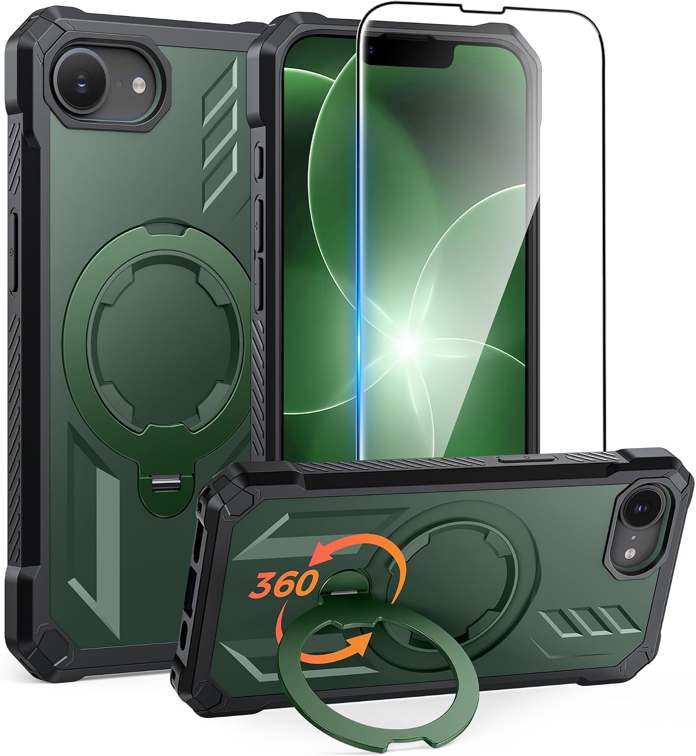 image:imageFNTCASE for Samsung Galaxy S26 Plus Case with Magnetic Ring Kickstand Screen Protector Compatible with MagSafe MilitaryGrade Drop Protection Shockproof Grip Bumper TPU Sturdy Cases BlackGreen