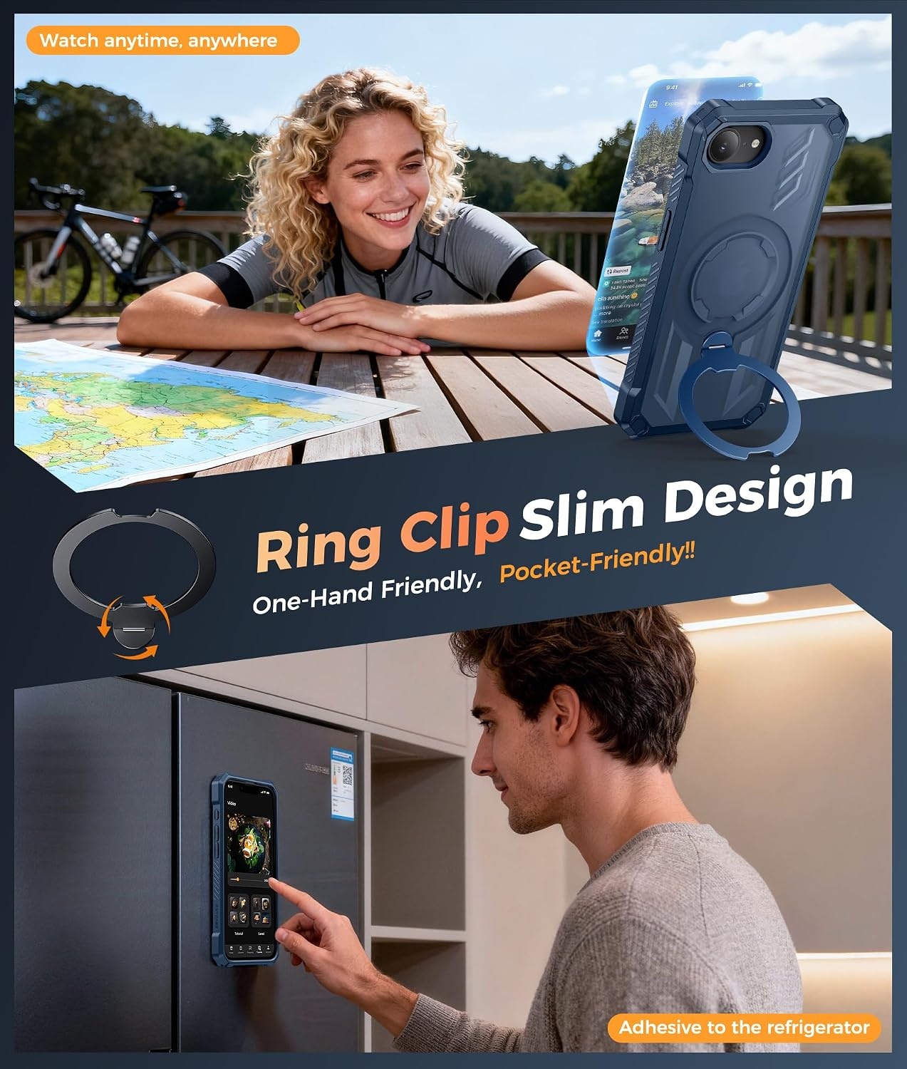 image:imageFNTCASE for Samsung Galaxy S26 Plus Case with Magnetic Ring Kickstand Screen Protector Compatible with MagSafe MilitaryGrade Drop Protection Shockproof Grip Bumper TPU Sturdy Cases BlackTranslucent Blue