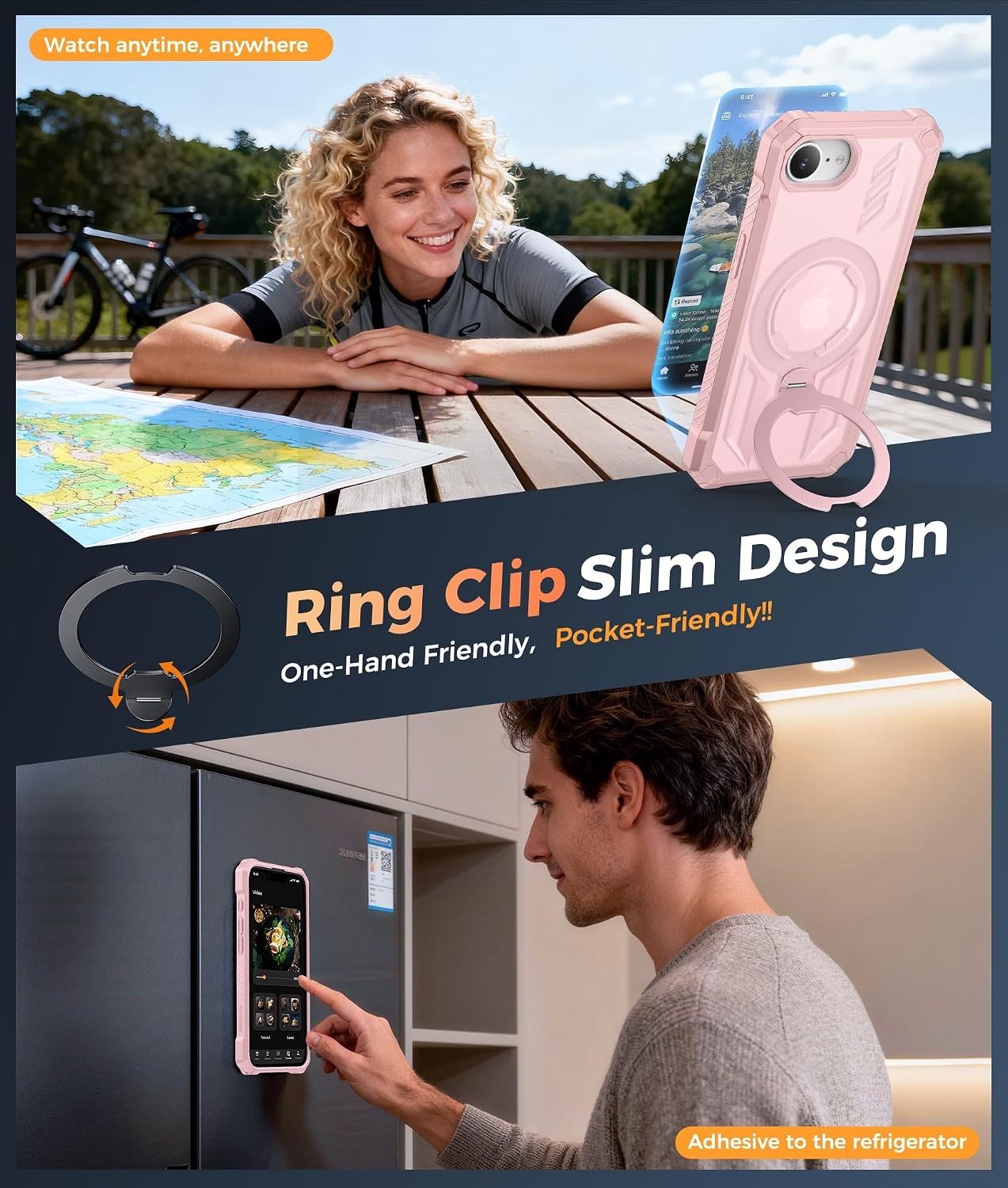 image:imageFNTCASE for Samsung Galaxy S26 Plus Case with Magnetic Ring Kickstand Screen Protector Compatible with MagSafe MilitaryGrade Drop Protection Shockproof Grip Bumper TPU Sturdy Cases BlackTranslucent Pink