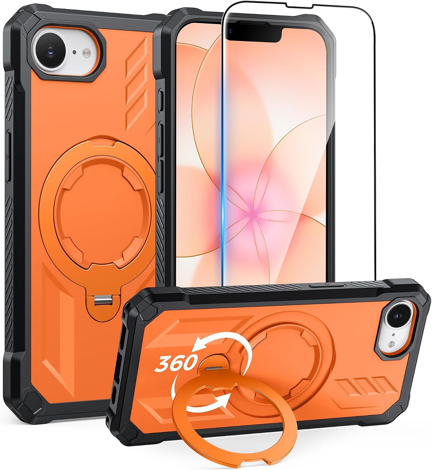 image:imageFNTCASE for Samsung Galaxy S26 Plus Case with Magnetic Ring Kickstand Screen Protector Compatible with MagSafe MilitaryGrade Drop Protection Shockproof Grip Bumper TPU Sturdy Cases BlackOrange