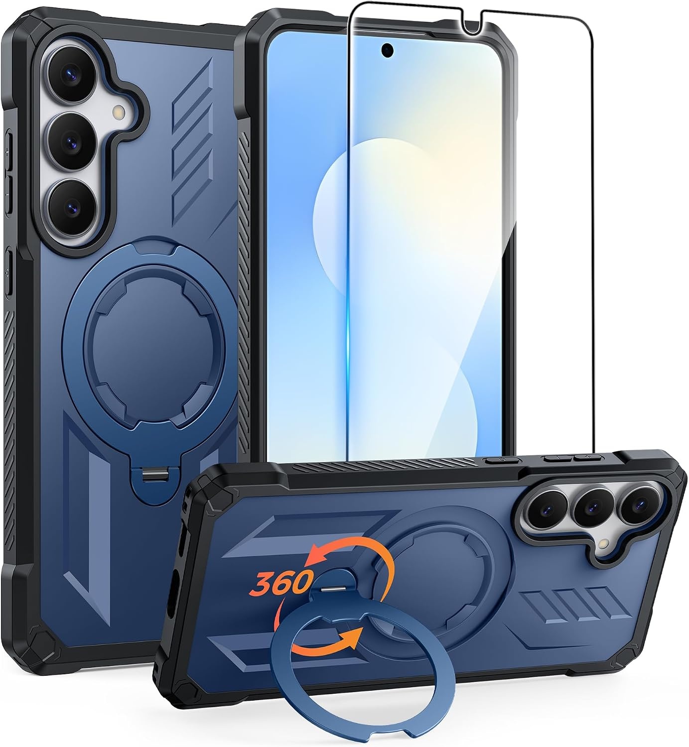 image:imageFNTCASE for Samsung Galaxy S26 Plus Case with Magnetic Ring Kickstand Screen Protector Compatible with MagSafe MilitaryGrade Drop Protection Shockproof Grip Bumper TPU Sturdy Cases BlackBlue