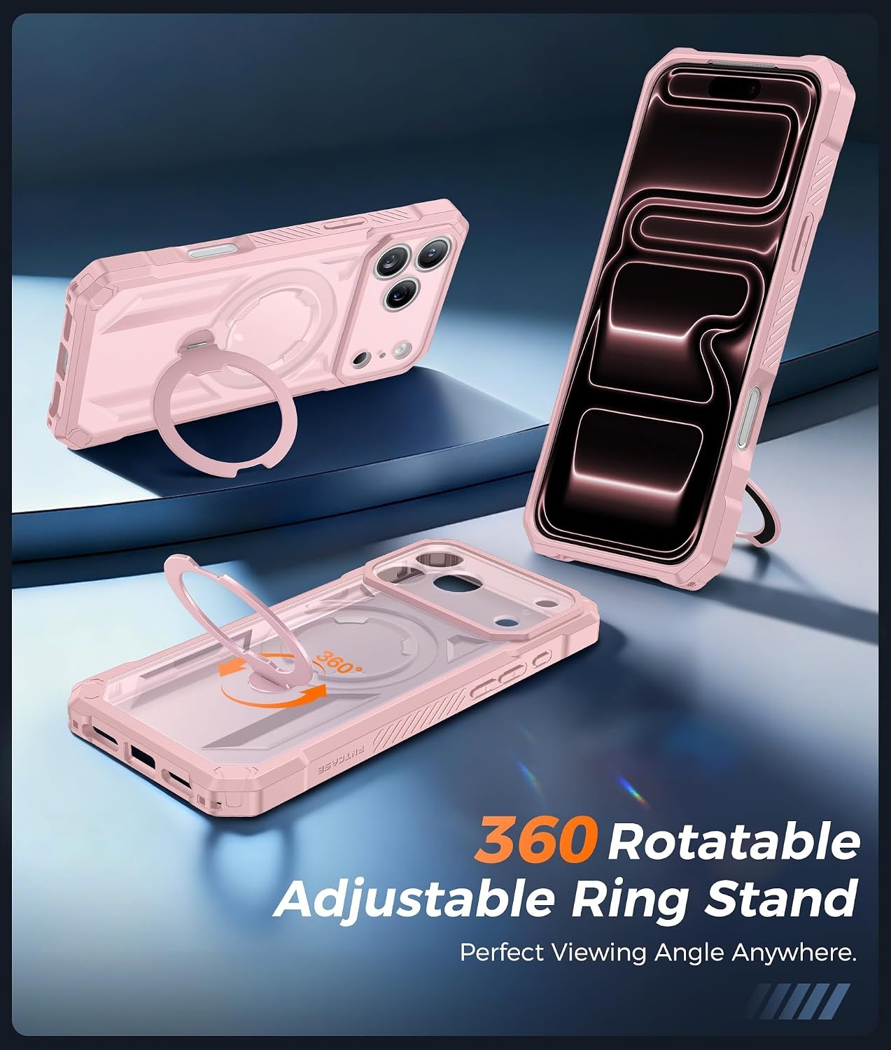 image:imageFNTCASE for Samsung Galaxy S26 Plus Case with Magnetic Ring Kickstand Screen Protector Compatible with MagSafe MilitaryGrade Drop Protection Shockproof Grip Bumper TPU Sturdy Cases BlackTranslucent Pink