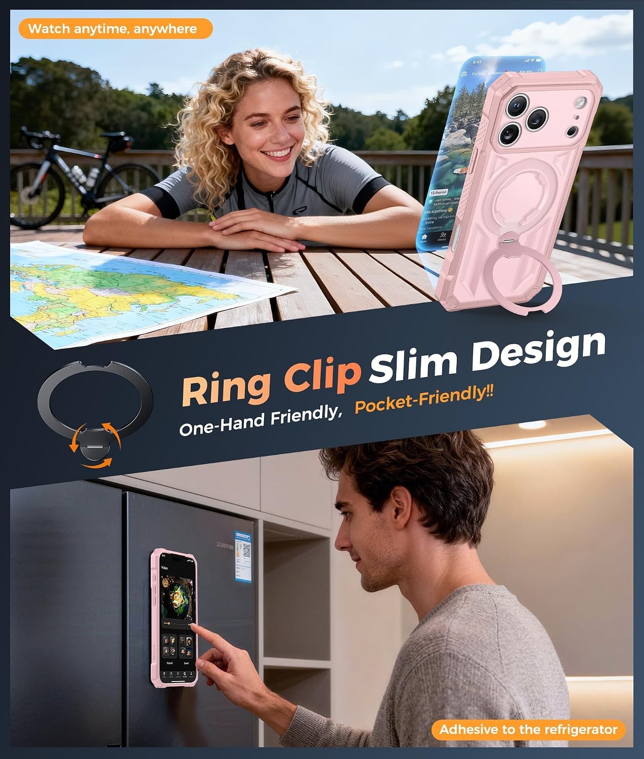 image:imageFNTCASE for Samsung Galaxy S26 Plus Case with Magnetic Ring Kickstand Screen Protector Compatible with MagSafe MilitaryGrade Drop Protection Shockproof Grip Bumper TPU Sturdy Cases BlackTranslucent Pink