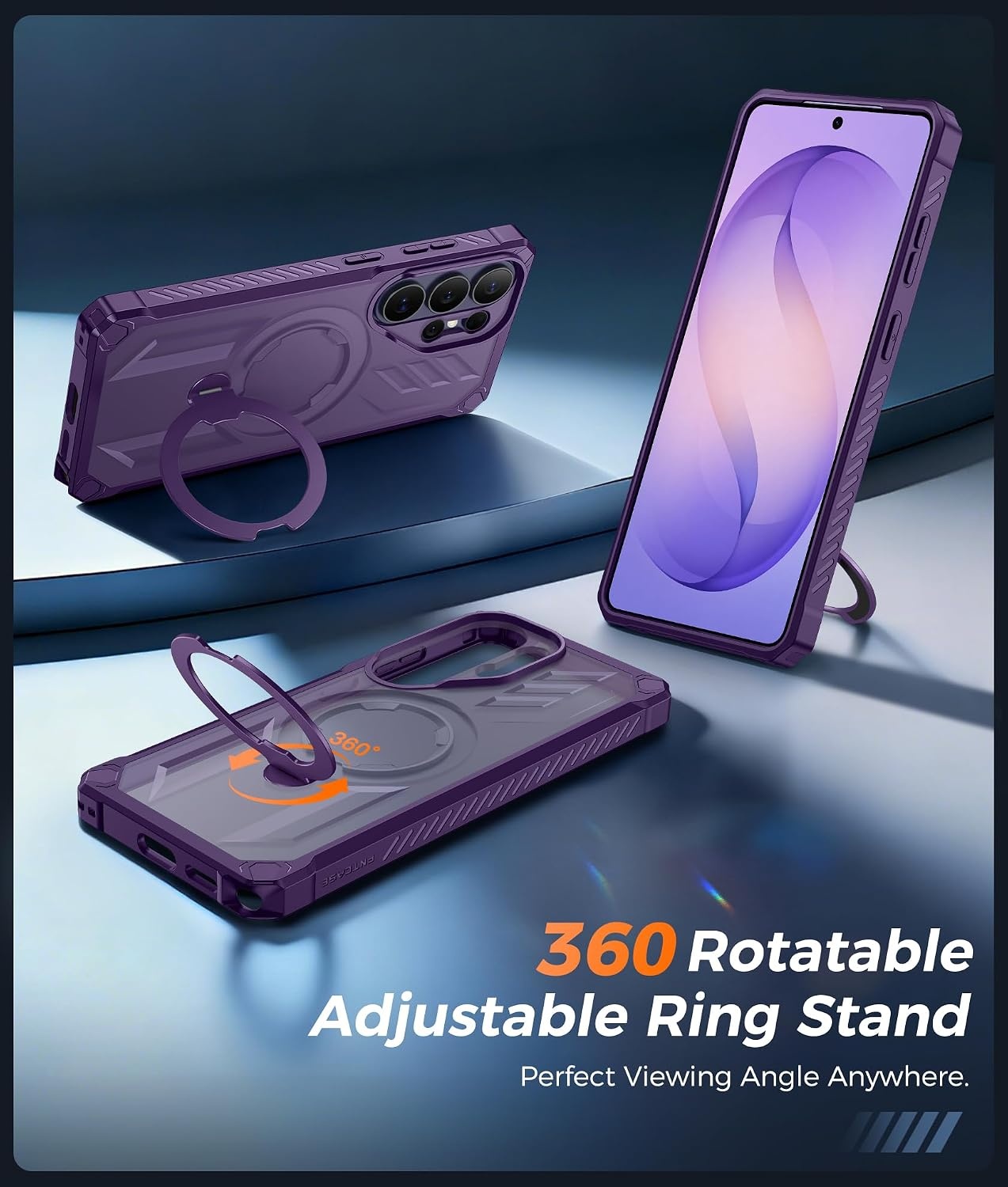 image:imageFNTCASE for Samsung Galaxy S26 Plus Case with Magnetic Ring Kickstand Screen Protector Compatible with MagSafe MilitaryGrade Drop Protection Shockproof Grip Bumper TPU Sturdy Cases BlackTranslucent Purple
