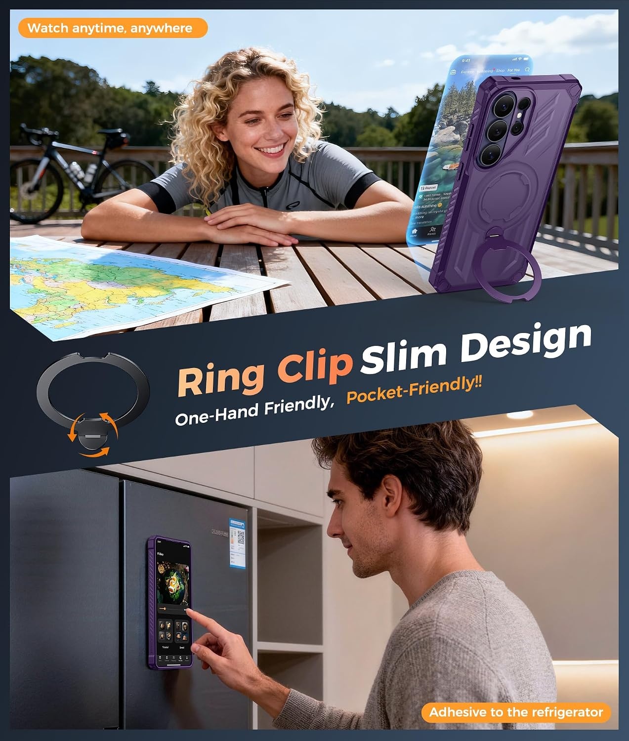 image:imageFNTCASE for Samsung Galaxy S26 Plus Case with Magnetic Ring Kickstand Screen Protector Compatible with MagSafe MilitaryGrade Drop Protection Shockproof Grip Bumper TPU Sturdy Cases BlackTranslucent Purple