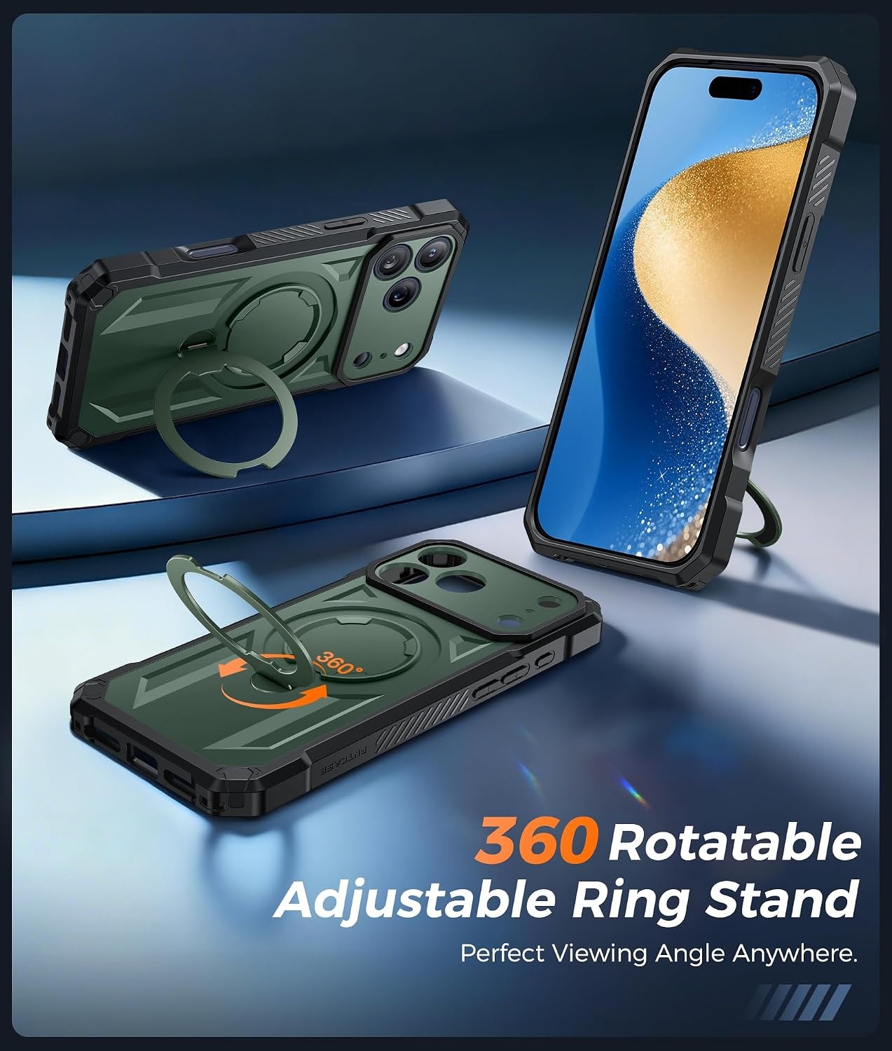 image:imageFNTCASE for Samsung Galaxy S26 Plus Case with Magnetic Ring Kickstand Screen Protector Compatible with MagSafe MilitaryGrade Drop Protection Shockproof Grip Bumper TPU Sturdy Cases BlackGreen