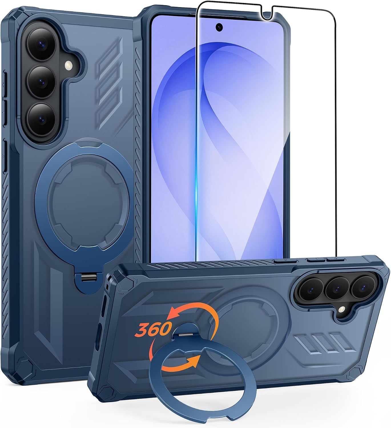 image:imageFNTCASE for Samsung Galaxy S26 Plus Case with Magnetic Ring Kickstand Screen Protector Compatible with MagSafe MilitaryGrade Drop Protection Shockproof Grip Bumper TPU Sturdy Cases BlackTranslucent Blue
