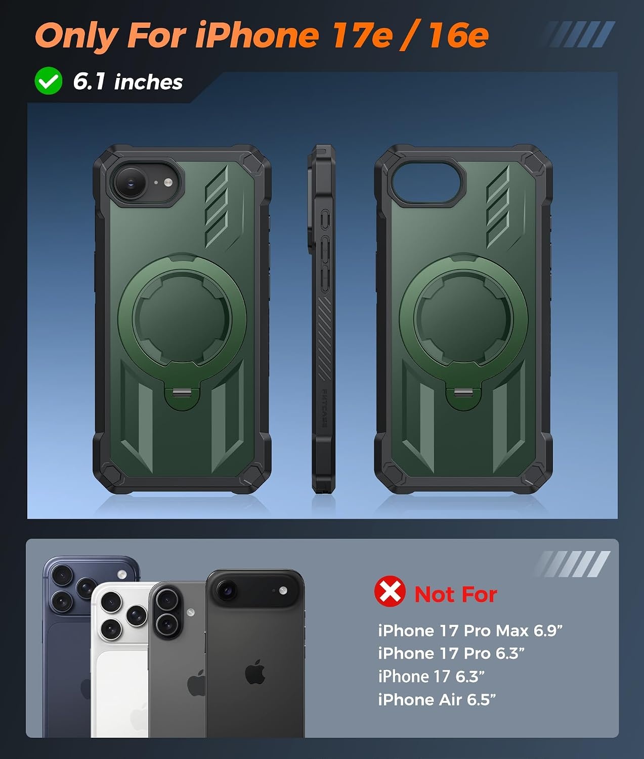 image:imageFNTCASE for Samsung Galaxy S26 Plus Case with Magnetic Ring Kickstand Screen Protector Compatible with MagSafe MilitaryGrade Drop Protection Shockproof Grip Bumper TPU Sturdy Cases BlackGreen