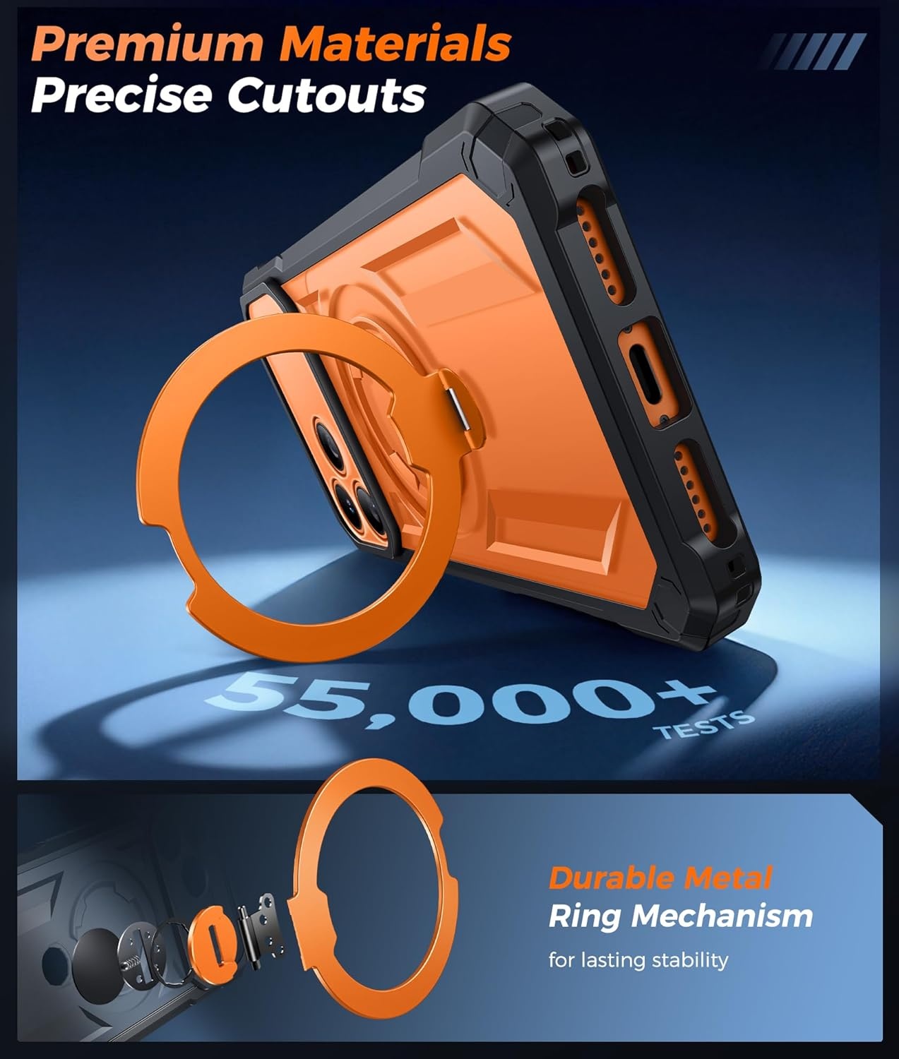 image:imageFNTCASE for Samsung Galaxy S26 Plus Case with Magnetic Ring Kickstand Screen Protector Compatible with MagSafe MilitaryGrade Drop Protection Shockproof Grip Bumper TPU Sturdy Cases BlackTranslucent Orange