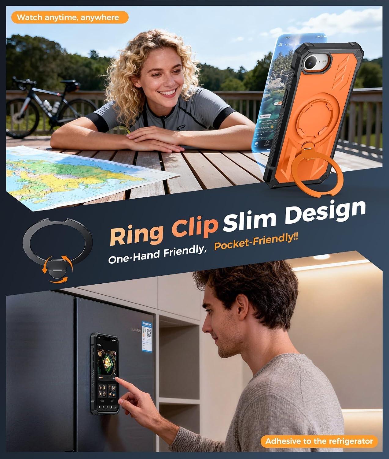 image:imageFNTCASE for Samsung Galaxy S26 Plus Case with Magnetic Ring Kickstand Screen Protector Compatible with MagSafe MilitaryGrade Drop Protection Shockproof Grip Bumper TPU Sturdy Cases BlackOrange