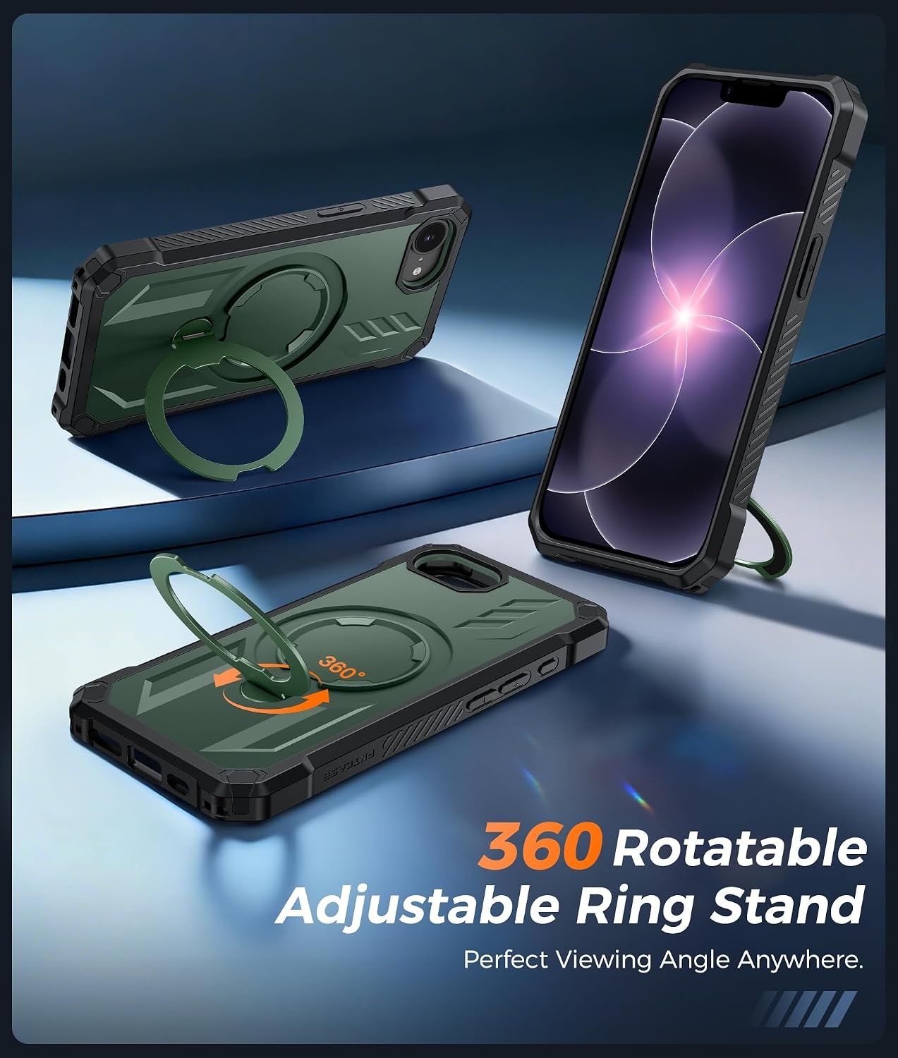 image:imageFNTCASE for Samsung Galaxy S26 Plus Case with Magnetic Ring Kickstand Screen Protector Compatible with MagSafe MilitaryGrade Drop Protection Shockproof Grip Bumper TPU Sturdy Cases BlackGreen