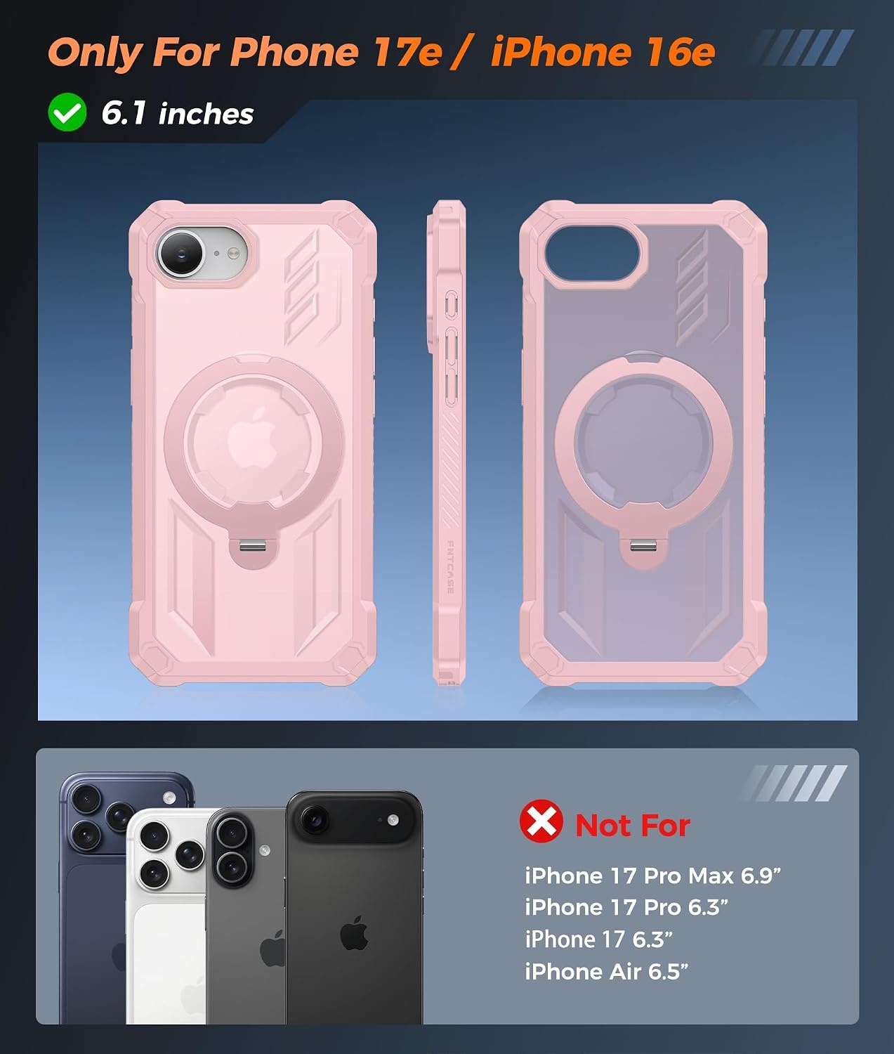 image:imageFNTCASE for Samsung Galaxy S26 Plus Case with Magnetic Ring Kickstand Screen Protector Compatible with MagSafe MilitaryGrade Drop Protection Shockproof Grip Bumper TPU Sturdy Cases BlackTranslucent Pink