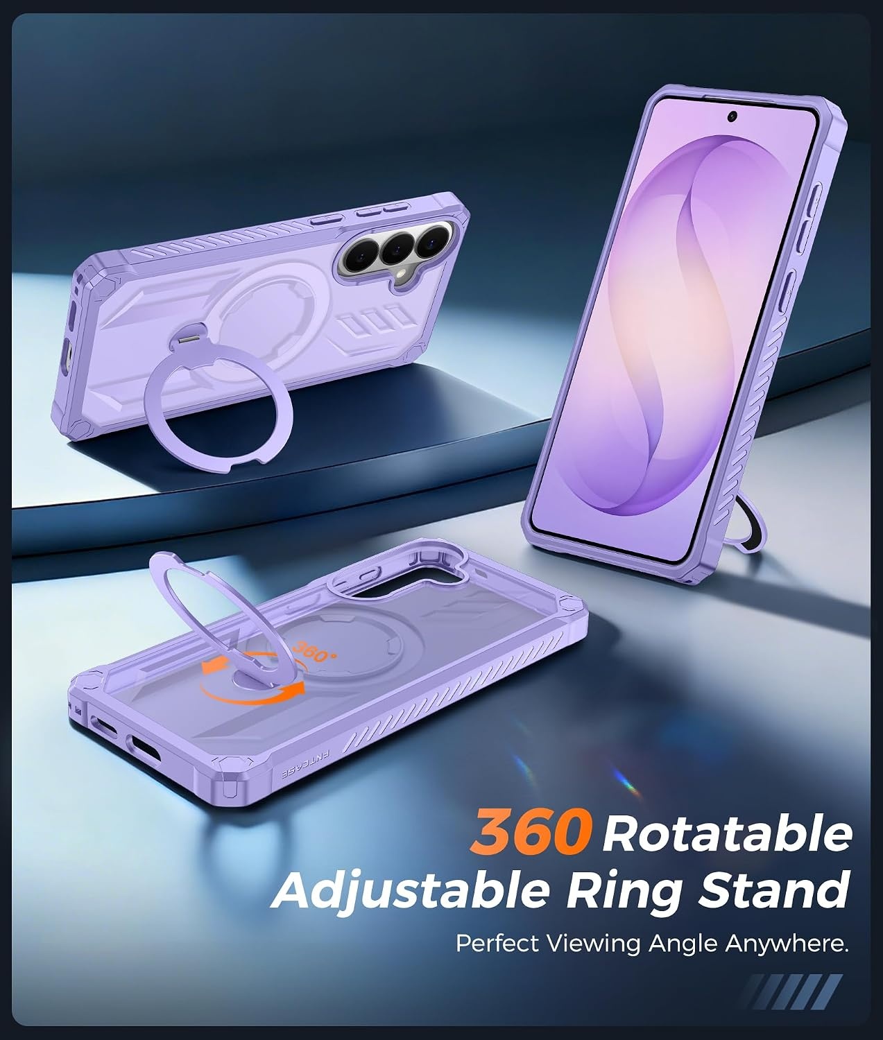 image:imageFNTCASE for Samsung Galaxy S26 Plus Case with Magnetic Ring Kickstand Screen Protector Compatible with MagSafe MilitaryGrade Drop Protection Shockproof Grip Bumper TPU Sturdy Cases BlackLight Purple