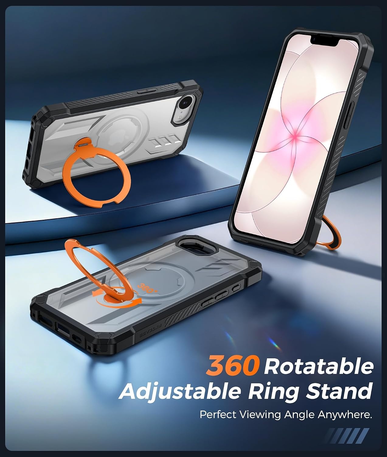 image:imageFNTCASE for Samsung Galaxy S26 Plus Case with Magnetic Ring Kickstand Screen Protector Compatible with MagSafe MilitaryGrade Drop Protection Shockproof Grip Bumper TPU Sturdy Cases BlackTranslucent Orange