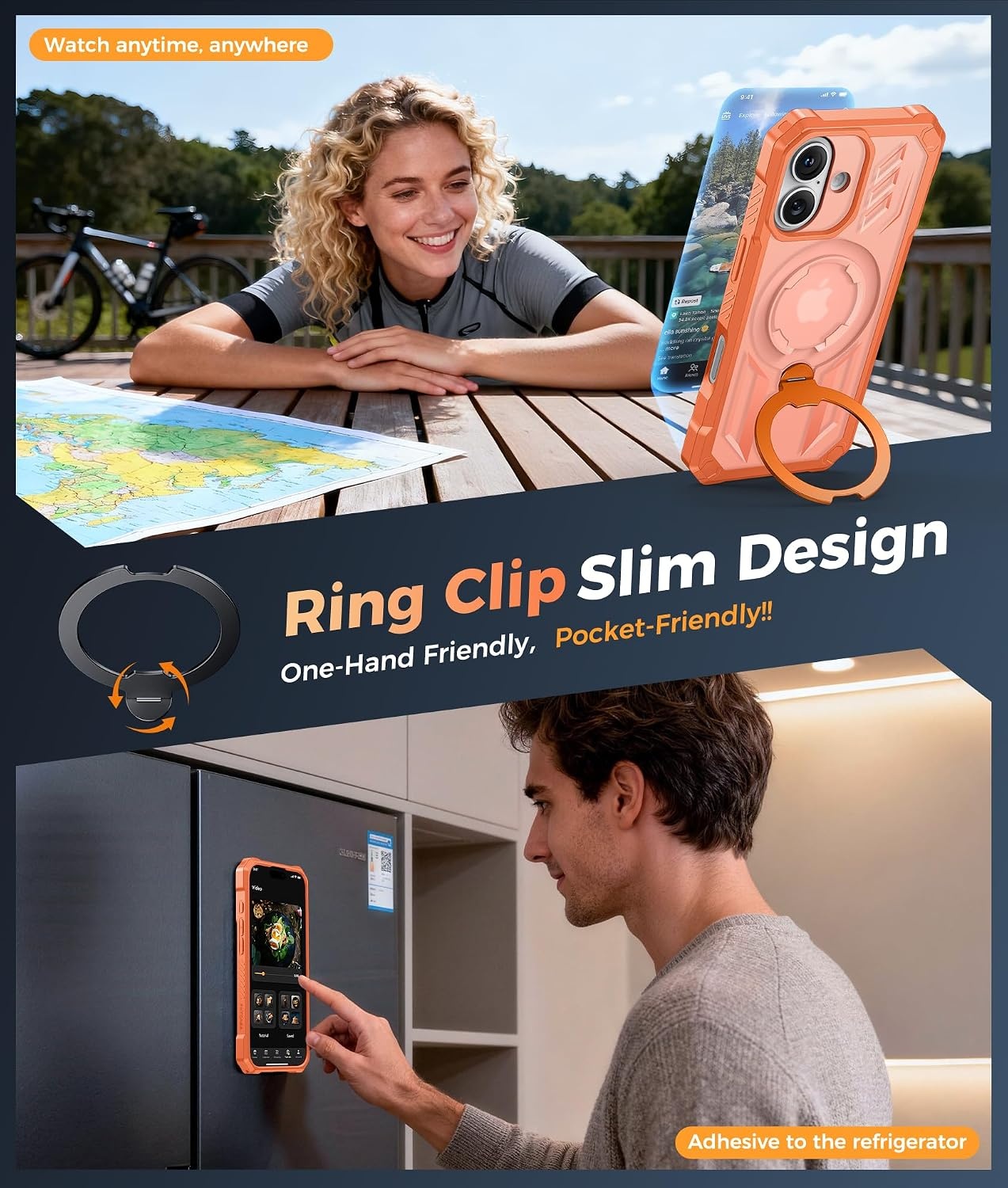 image:imageFNTCASE for Samsung Galaxy S26 Plus Case with Magnetic Ring Kickstand Screen Protector Compatible with MagSafe MilitaryGrade Drop Protection Shockproof Grip Bumper TPU Sturdy Cases BlackOrange