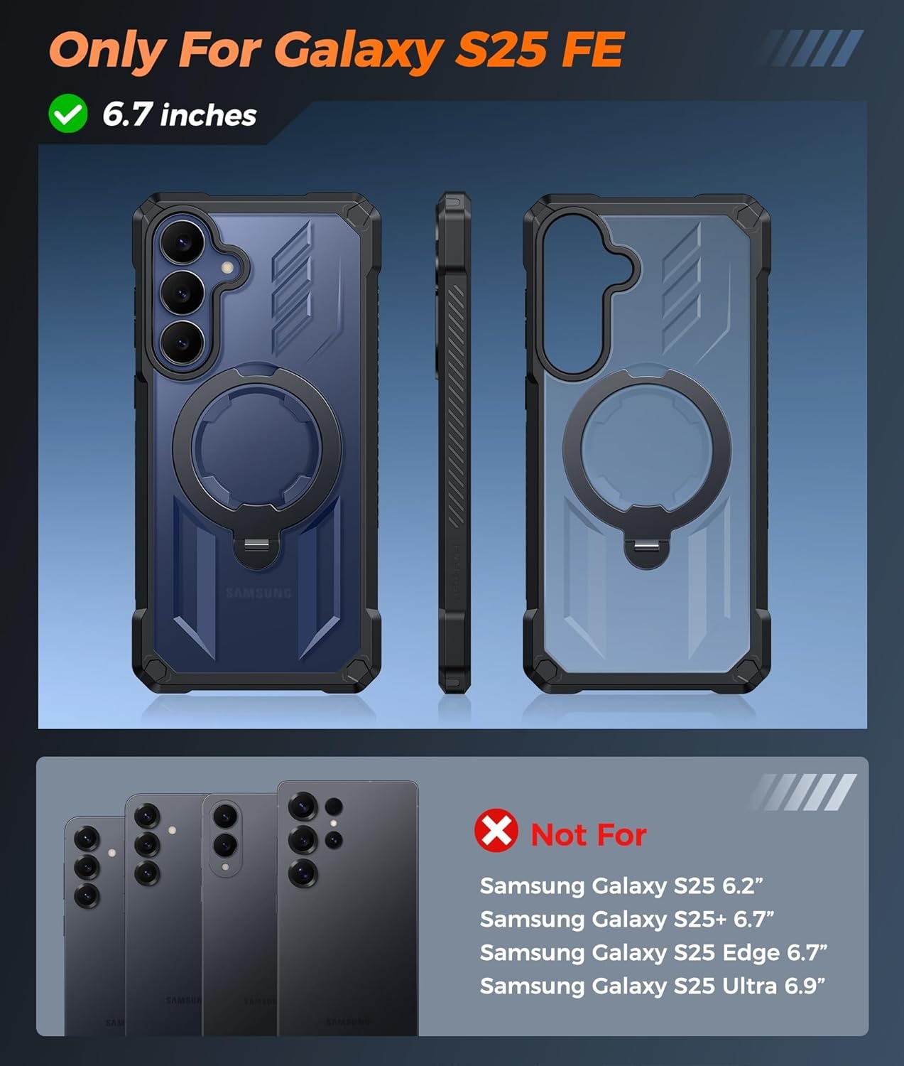 image:imageFNTCASE for Samsung Galaxy S26 Plus Case with Magnetic Ring Kickstand Screen Protector Compatible with MagSafe MilitaryGrade Drop Protection Shockproof Grip Bumper TPU Sturdy Cases BlackTranslucent Black