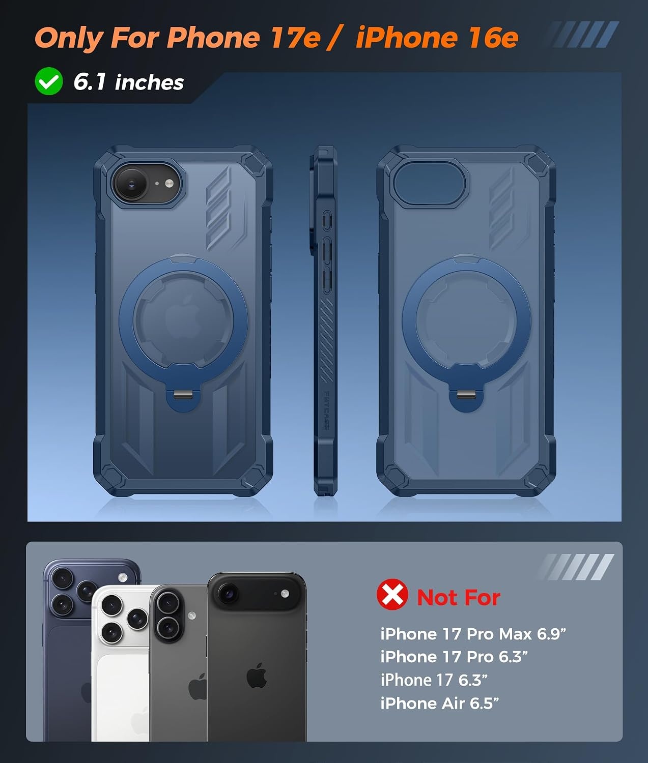 image:imageFNTCASE for Samsung Galaxy S26 Plus Case with Magnetic Ring Kickstand Screen Protector Compatible with MagSafe MilitaryGrade Drop Protection Shockproof Grip Bumper TPU Sturdy Cases BlackTranslucent Blue