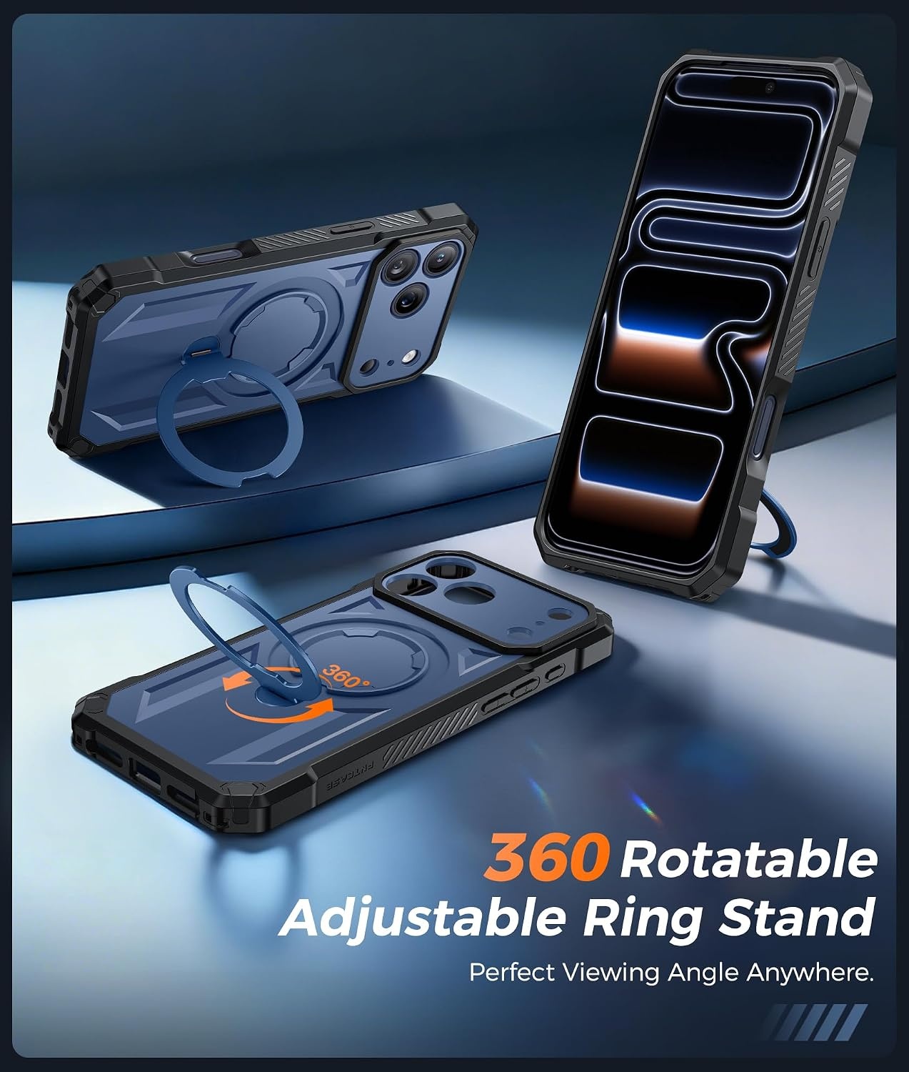 image:imageFNTCASE for Samsung Galaxy S26 Plus Case with Magnetic Ring Kickstand Screen Protector Compatible with MagSafe MilitaryGrade Drop Protection Shockproof Grip Bumper TPU Sturdy Cases BlackBlue