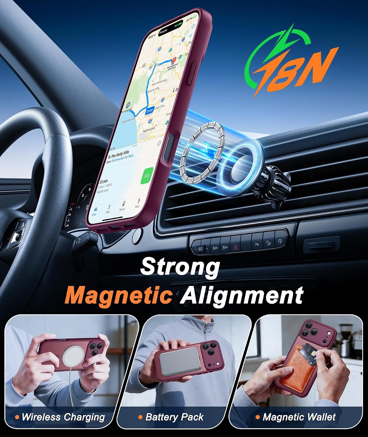image:imageFNTCASE for iPhone 17e Case Black Translucent iPhone 16e Cases Compatible with MagSafe Camera Protection amp Tempered Glass Protector 14FT Military Grade Drop Tested Matte SkinFriendly CoverWine Red