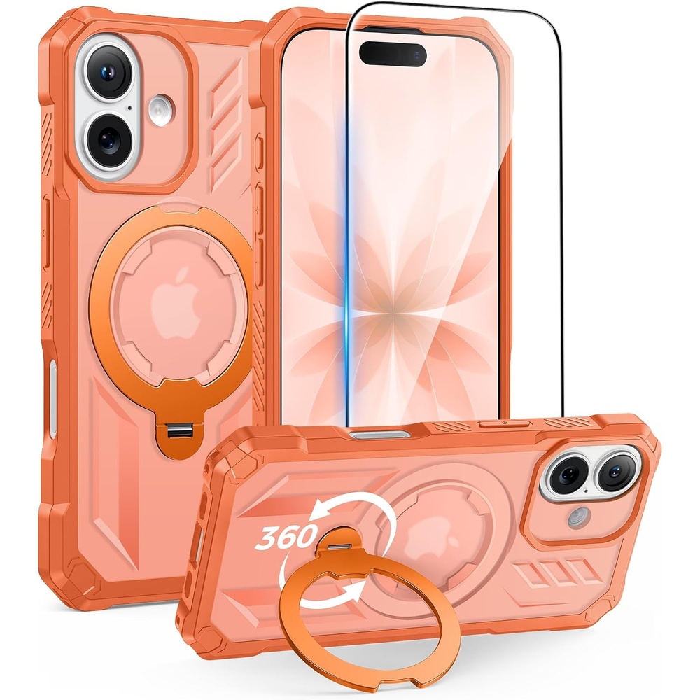 image:imageFNTCASE for Samsung Galaxy S26 Plus Case with Magnetic Ring Kickstand Screen Protector Compatible with MagSafe MilitaryGrade Drop Protection Shockproof Grip Bumper TPU Sturdy Cases BlackOrange