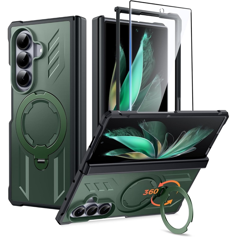 image:imageFNTCASE for Samsung Galaxy S26 Plus Case with Magnetic Ring Kickstand Screen Protector Compatible with MagSafe MilitaryGrade Drop Protection Shockproof Grip Bumper TPU Sturdy Cases BlackGreen