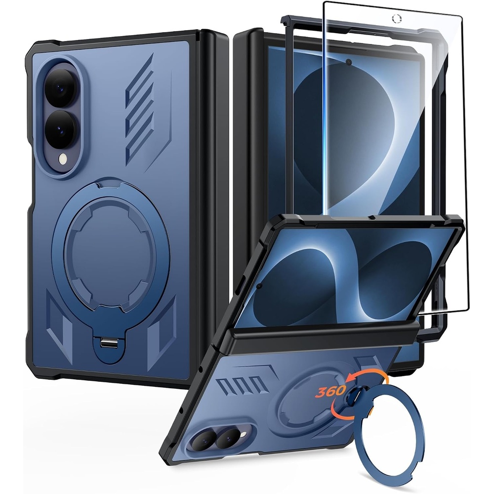 image:imageFNTCASE for Samsung Galaxy S26 Plus Case with Magnetic Ring Kickstand Screen Protector Compatible with MagSafe MilitaryGrade Drop Protection Shockproof Grip Bumper TPU Sturdy Cases BlackBlue