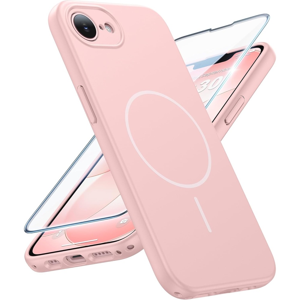 image:imageFNTCASE for iPhone 17e Case Black Translucent iPhone 16e Cases Compatible with MagSafe Camera Protection amp Tempered Glass Protector 14FT Military Grade Drop Tested Matte SkinFriendly CoverMatte Pink