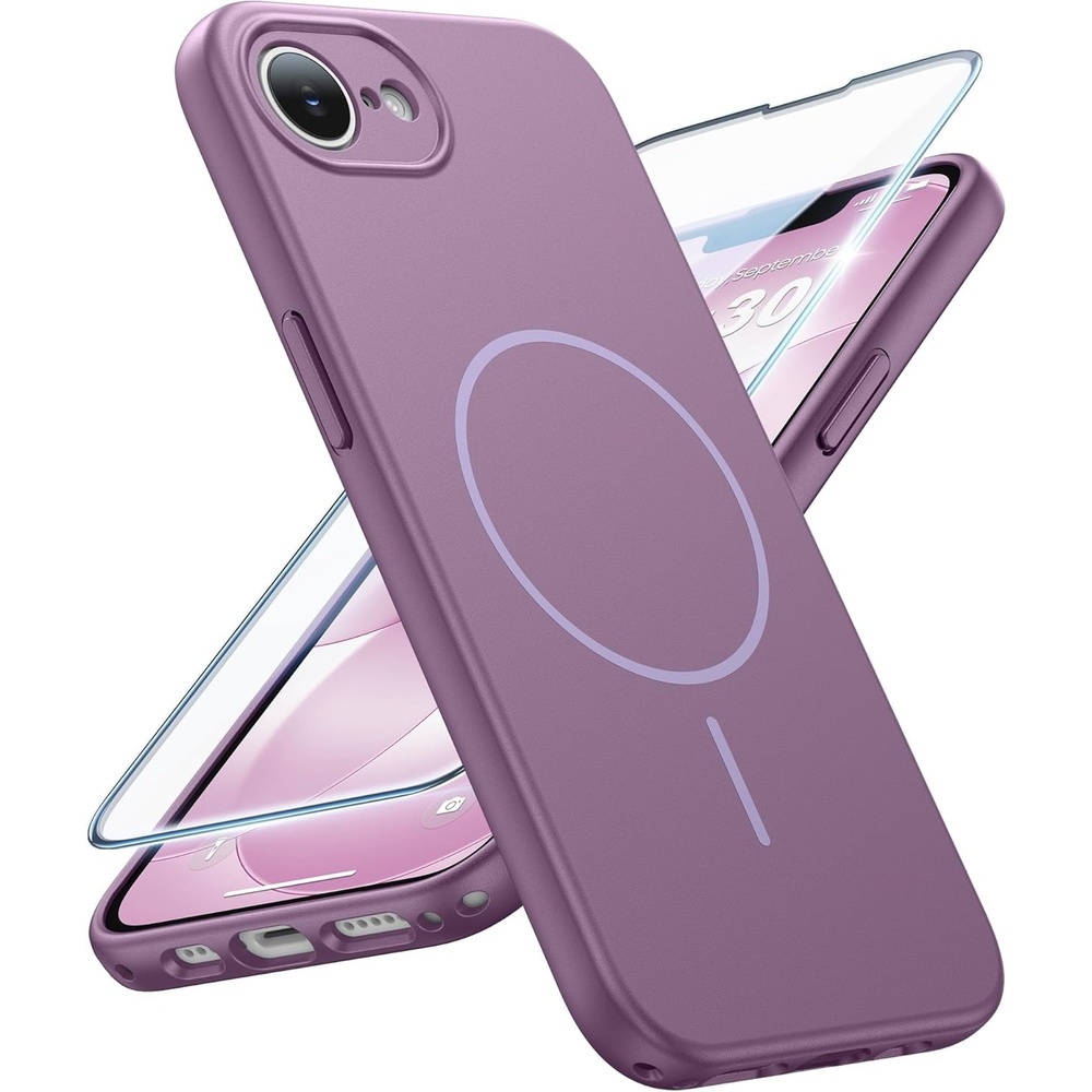 image:imageFNTCASE for iPhone 17e Case Black Translucent iPhone 16e Cases Compatible with MagSafe Camera Protection amp Tempered Glass Protector 14FT Military Grade Drop Tested Matte SkinFriendly CoverMatte Lavender