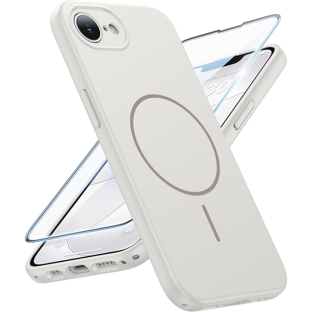 image:imageFNTCASE for iPhone 17e Case Black Translucent iPhone 16e Cases Compatible with MagSafe Camera Protection amp Tempered Glass Protector 14FT Military Grade Drop Tested Matte SkinFriendly CoverMatte White