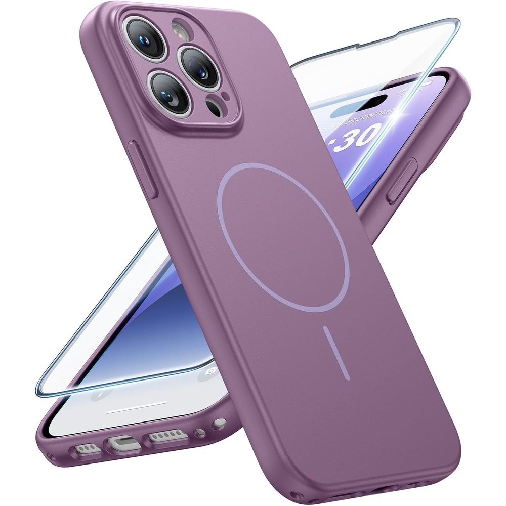 image:imageFNTCASE for iPhone 17e Case Black Translucent iPhone 16e Cases Compatible with MagSafe Camera Protection amp Tempered Glass Protector 14FT Military Grade Drop Tested Matte SkinFriendly CoverLavender