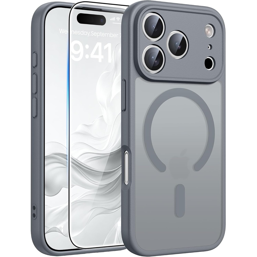 image:imageFNTCASE for iPhone 17e Case Black Translucent iPhone 16e Cases Compatible with MagSafe Camera Protection amp Tempered Glass Protector 14FT Military Grade Drop Tested Matte SkinFriendly CoverGray
