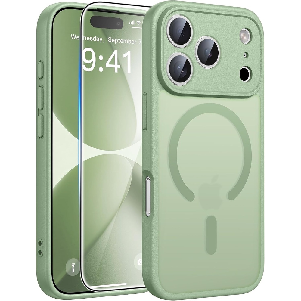 image:imageFNTCASE for iPhone 17e Case Black Translucent iPhone 16e Cases Compatible with MagSafe Camera Protection amp Tempered Glass Protector 14FT Military Grade Drop Tested Matte SkinFriendly CoverLight Green