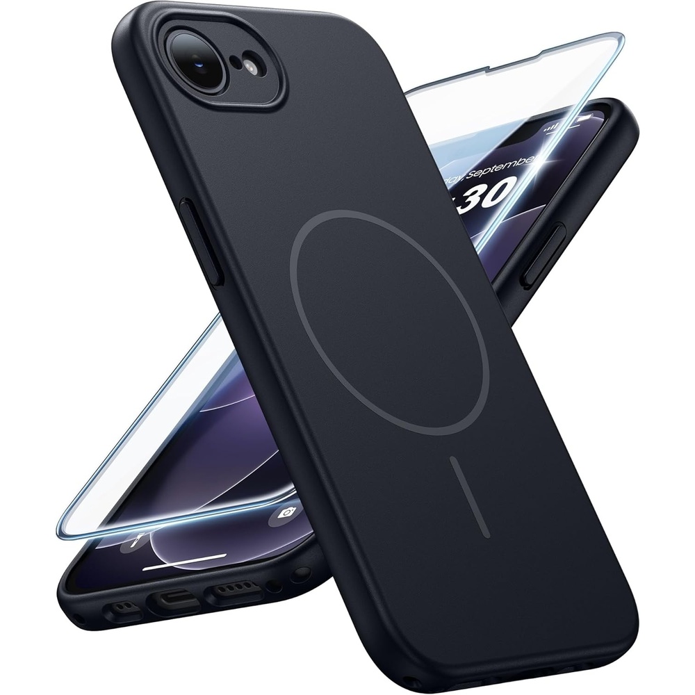image:imageFNTCASE for iPhone 17e Case Black Translucent iPhone 16e Cases Compatible with MagSafe Camera Protection amp Tempered Glass Protector 14FT Military Grade Drop Tested Matte SkinFriendly CoverMatte Black