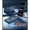 FNTCASE for Samsung Galaxy S26+ Plus Case: with [Magnetic Ring Kickstand] [Screen Protector] [Compatible with MagSafe] [Military-Grade Drop Protection] Shockproof Grip Bumper TPU Sturdy Cases Black(Translucent Blue)