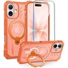 FNTCASE for Samsung Galaxy S26+ Plus Case: with [Magnetic Ring Kickstand] [Screen Protector] [Compatible with MagSafe] [Military-Grade Drop Protection] Shockproof Grip Bumper TPU Sturdy Cases Black(Orange)