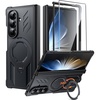 FNTCASE for Samsung Galaxy S26+ Plus Case: with [Magnetic Ring Kickstand] [Screen Protector] [Compatible with MagSafe] [Military-Grade Drop Protection] Shockproof Grip Bumper TPU Sturdy Cases Black(Black)