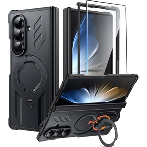 FNTCASE for Samsung Galaxy S26+ Plus Case: with [Magnetic Ring Kickstand] [Screen Protector] [Compatible with MagSafe] [Military-Grade Drop Protection] Shockproof Grip Bumper TPU Sturdy Cases Black(Black)
