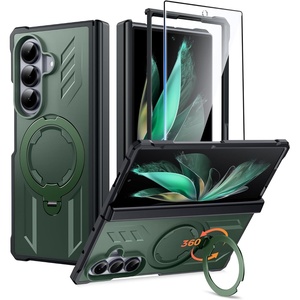 FNTCASE for Samsung Galaxy S26+ Plus Case: with [Magnetic Ring Kickstand] [Screen Protector] [Compatible with MagSafe] [Military-Grade Drop Protection] Shockproof Grip Bumper TPU Sturdy Cases Black(Green)