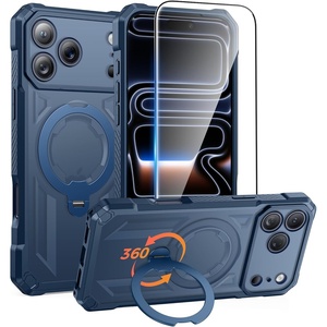 FNTCASE for Samsung Galaxy S26+ Plus Case: with [Magnetic Ring Kickstand] [Screen Protector] [Compatible with MagSafe] [Military-Grade Drop Protection] Shockproof Grip Bumper TPU Sturdy Cases Black(Translucent Blue)
