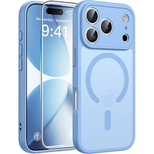FNTCASE for iPhone 17e Case Black: Translucent iPhone 16e Cases Compatible with MagSafe, Camera Protection & Tempered Glass Protector, 14FT Military Grade Drop Tested, Matte Skin-Friendly Cover(A-Light Blue)