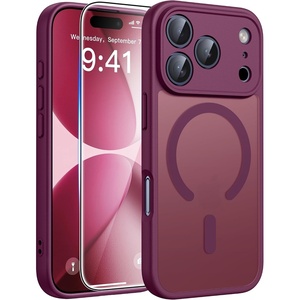 FNTCASE for iPhone 17e Case Black: Translucent iPhone 16e Cases Compatible with MagSafe, Camera Protection & Tempered Glass Protector, 14FT Military Grade Drop Tested, Matte Skin-Friendly Cover(Wine Red)
