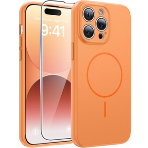 FNTCASE for iPhone 17e Case Black: Translucent iPhone 16e Cases Compatible with MagSafe, Camera Protection & Tempered Glass Protector, 14FT Military Grade Drop Tested, Matte Skin-Friendly Cover(Orange)