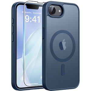 FNTCASE for iPhone 17e Case Black: Translucent iPhone 16e Cases Compatible with MagSafe, Camera Protection & Tempered Glass Protector, 14FT Military Grade Drop Tested, Matte Skin-Friendly Cover(Deep Blue)