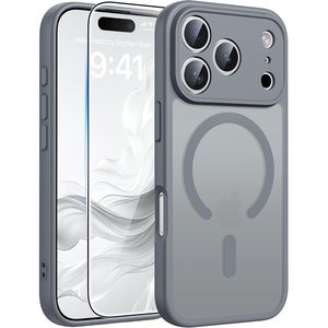 FNTCASE for iPhone 17e Case Black: Translucent iPhone 16e Cases Compatible with MagSafe, Camera Protection & Tempered Glass Protector, 14FT Military Grade Drop Tested, Matte Skin-Friendly Cover(Gray)