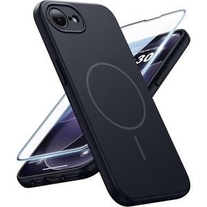 FNTCASE for iPhone 17e Case Black: Translucent iPhone 16e Cases Compatible with MagSafe, Camera Protection & Tempered Glass Protector, 14FT Military Grade Drop Tested, Matte Skin-Friendly Cover(Matte Black)