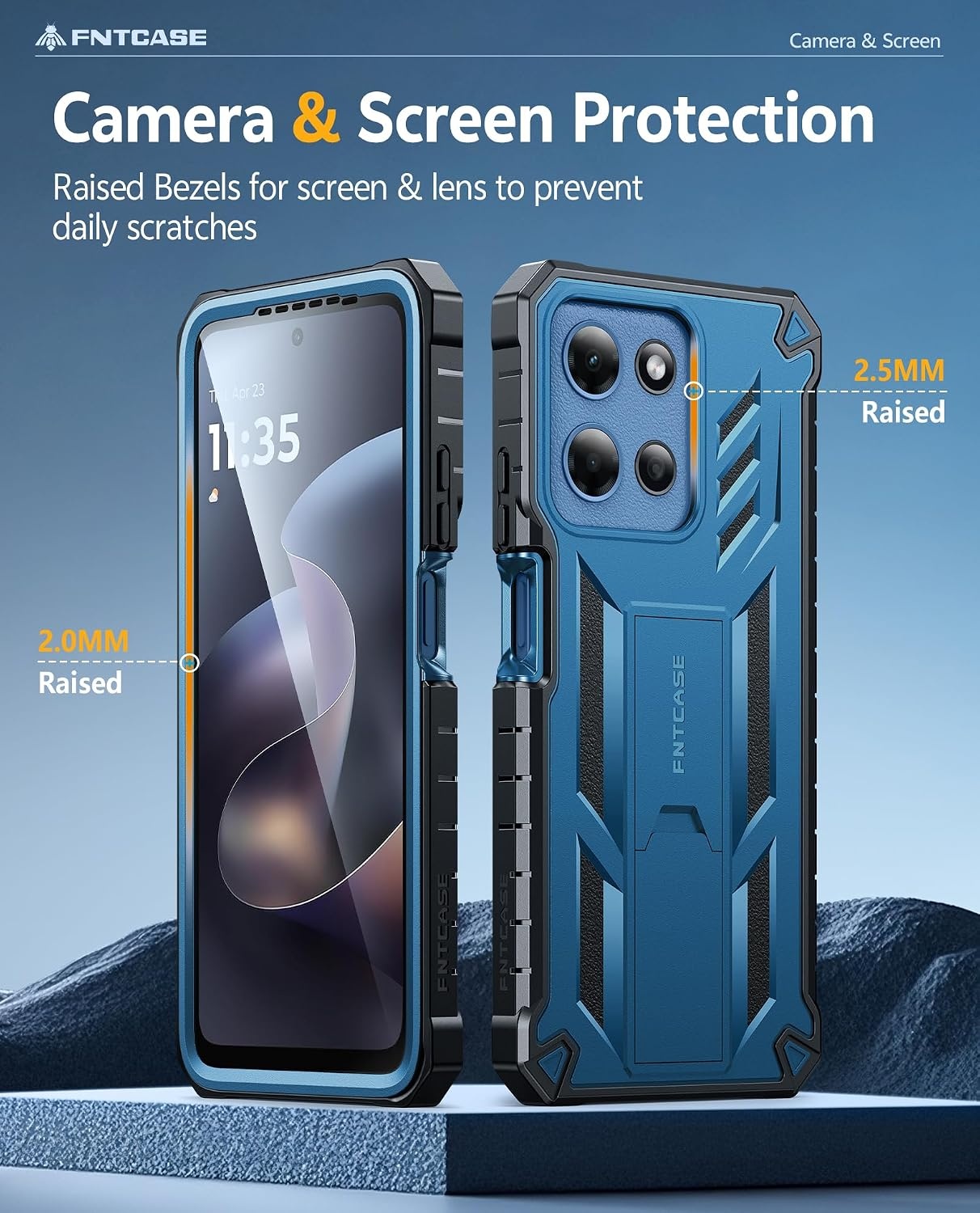image:imageFNTCASE for Moto G Stylus 20262025 Case with Builtin Screen Protector Kickstand and 2 Front Frames 20FT MilitaryGrade Drop Protection Rugged Heavy Duty Shockproof TPU Protective CoverBlueBelt Clip Holster