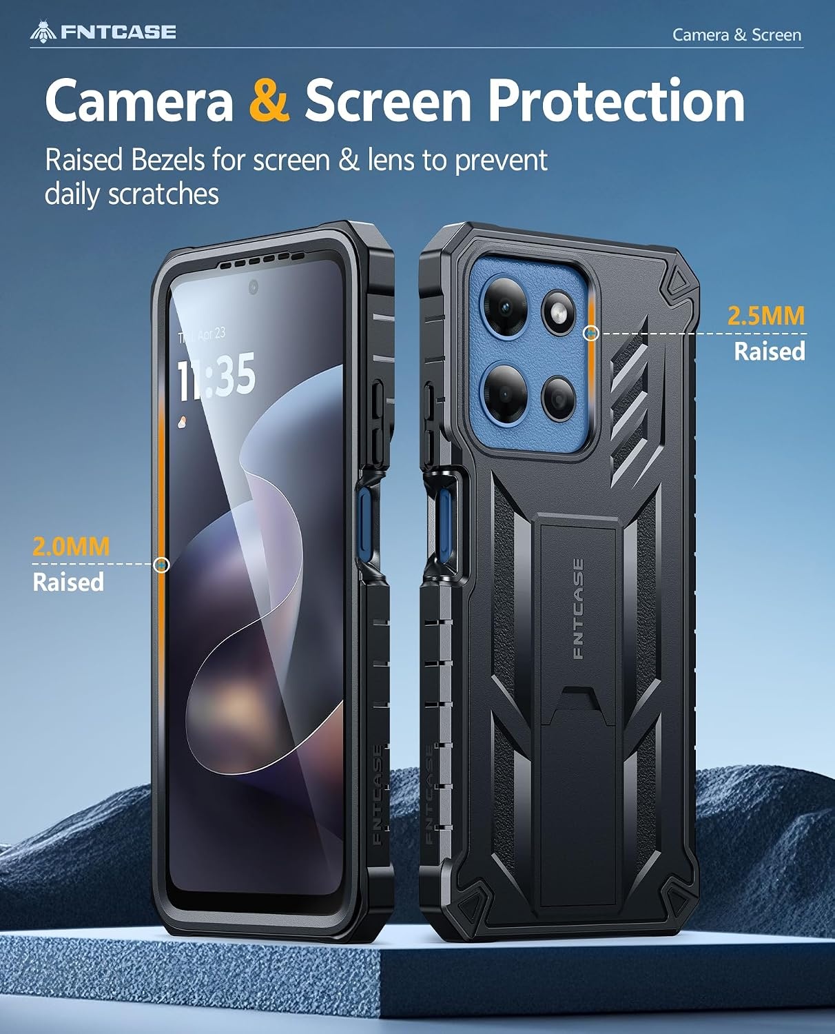 image:imageFNTCASE for Moto G Stylus 20262025 Case with Builtin Screen Protector Kickstand and 2 Front Frames 20FT MilitaryGrade Drop Protection Rugged Heavy Duty Shockproof TPU Protective CoverBlackBelt Clip Holster