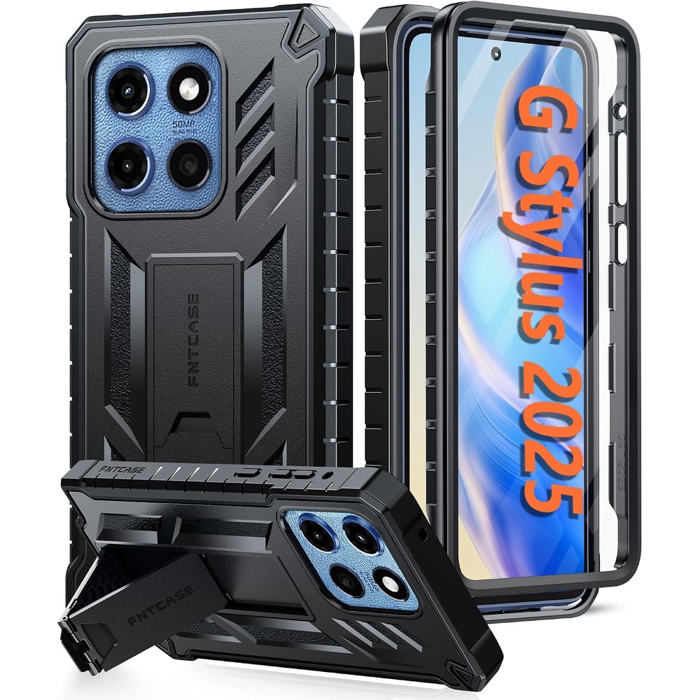 image:imageFNTCASE for Moto G Stylus 20262025 Case with Builtin Screen Protector  Kickstand and 2 Front Frames 20FT MilitaryGrade Drop Protection Rugged Heavy Duty Shockproof TPU Protective CoverBlack