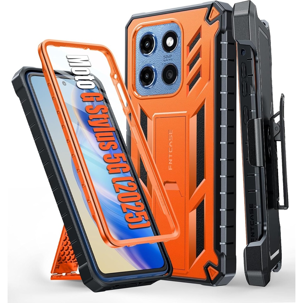 image:imageFNTCASE for Moto G Stylus 20262025 Case with Builtin Screen Protector  Kickstand and 2 Front Frames 20FT MilitaryGrade Drop Protection Rugged Heavy Duty Shockproof TPU Protective CoverOrange